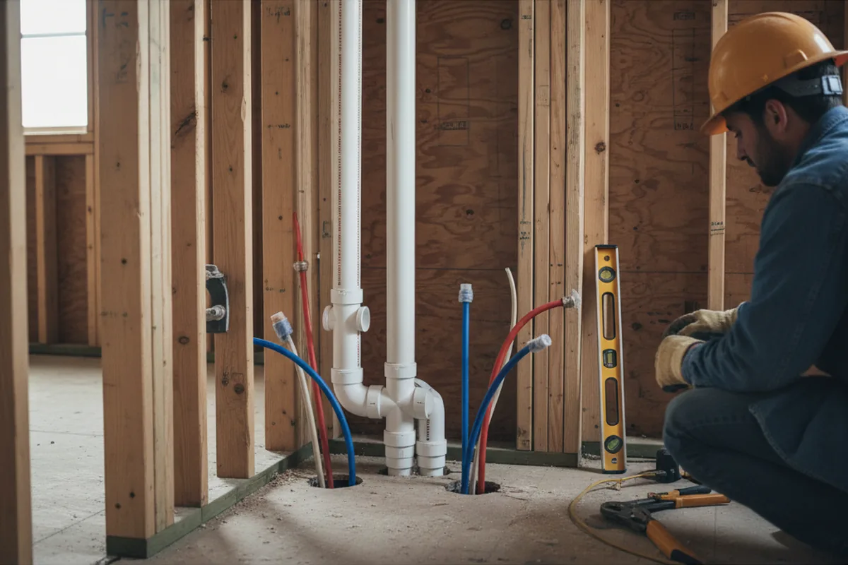 Drain and supply rough-in during Drain Cleaning in Morrow